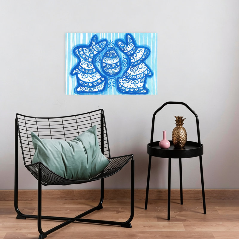 Motif de lapins de Pâques à motifs, 16" H x 24" W