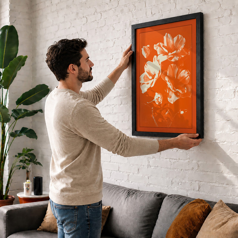 Poppies In Bloom Botanical - Print, A2 - 59.4 x 42.0 cm, Oak