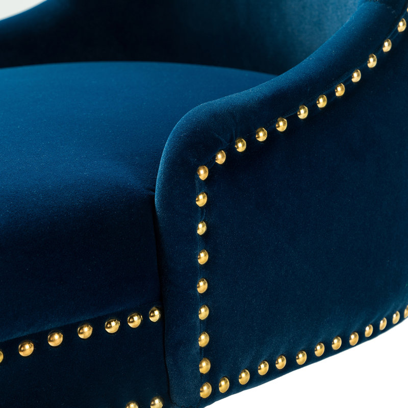 Chaise de travail inclinable et pivotante Clyde, Velours bleu marine