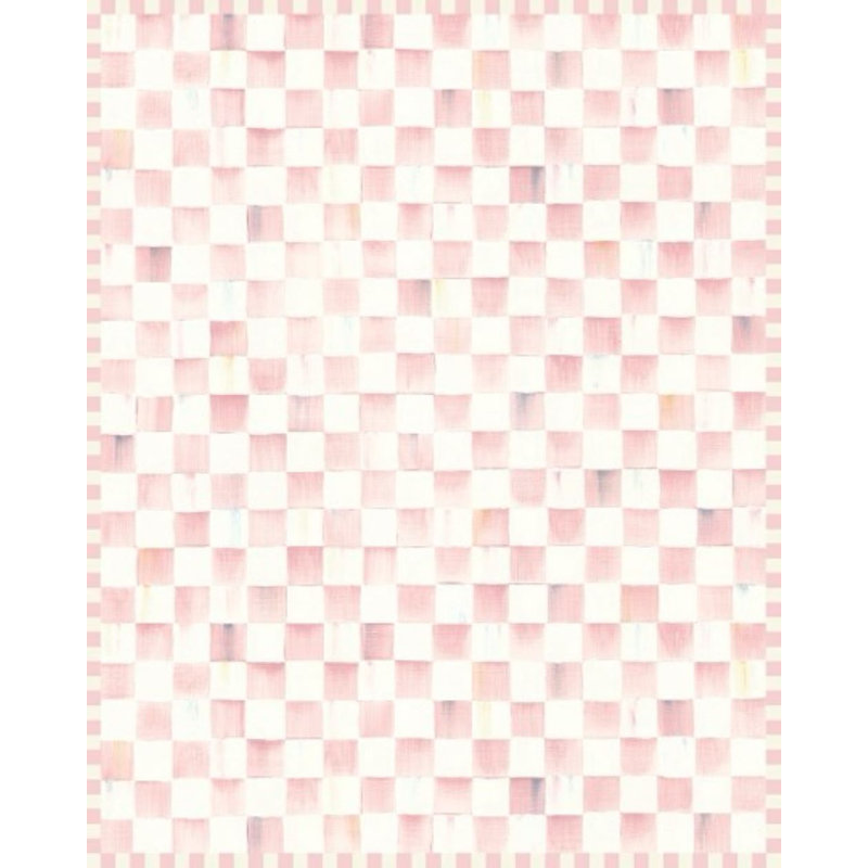 Rosy Checkered Washable Rug, Rectangle 8' x 10'