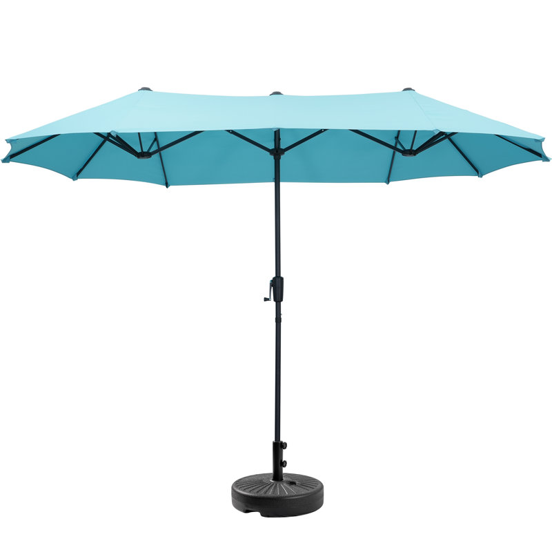 Parasol de patio 13 pi avec base, Bleu