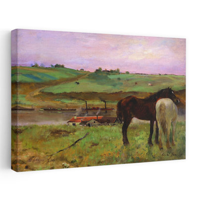 Chevaux dans un pré, 1871, cheval rustique moderne classique, impression d'art mural nature