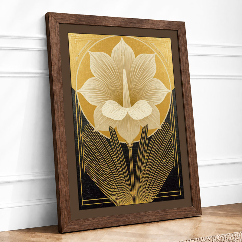 Lotus Deco Art Deco - Framed Print, A1 - 84.1 x 59.4 cm, Walnut