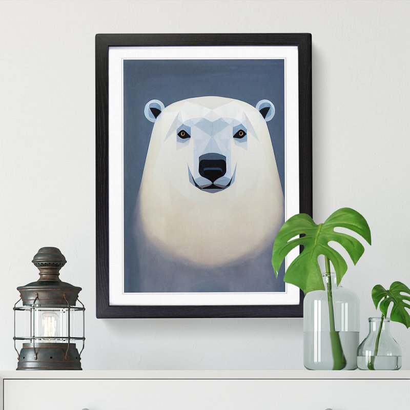 Face Of A Polar Bear - Single Picture Frame Print, Black, 34cm H x 25cm W x 2cm D