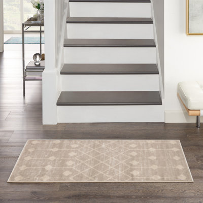 Tapis géométrique beige en polypropylène tissé à la machine Julicia