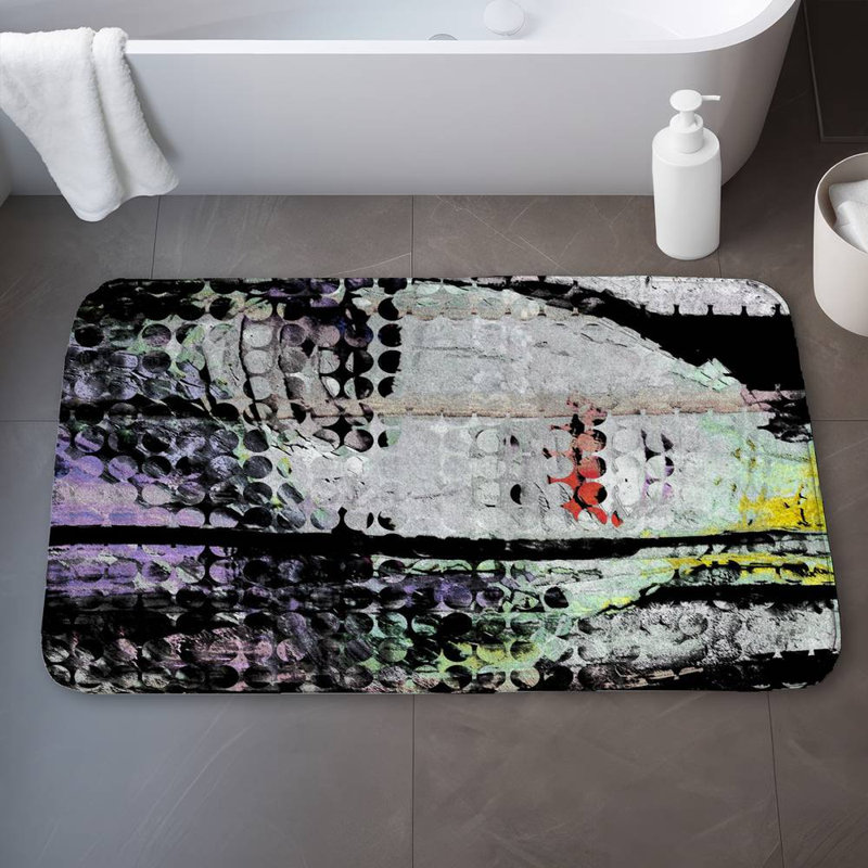 Abstract colorful woman face Bath Mat with Non-Slip Backing - Quick Dry Memory Foam Bathroom Rug - Absorbent - Modern Plush Spa-Style - Machine Washable