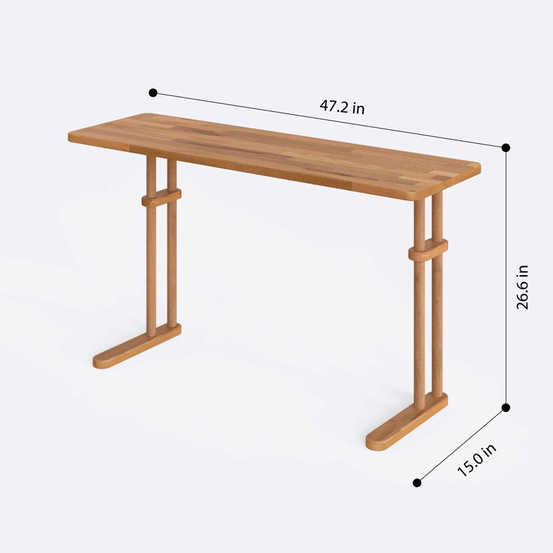 Table d'appoint rectangulaire en bois massif Brooklyn, H 26,80 po x l 47,20 po x P 15 po