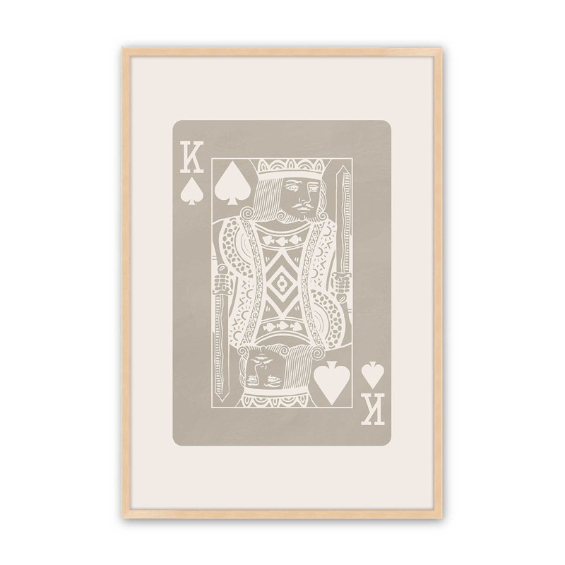 Beige Queen Card Print, 25" H x 19" W, Raw Maple