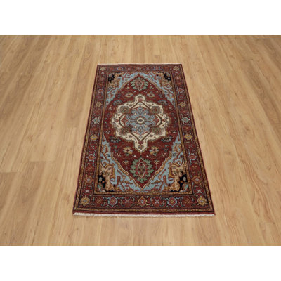 3'1" x 5'1" New Hand Knotted Red Wool Rectangle Oriental Rug - MOA10291508