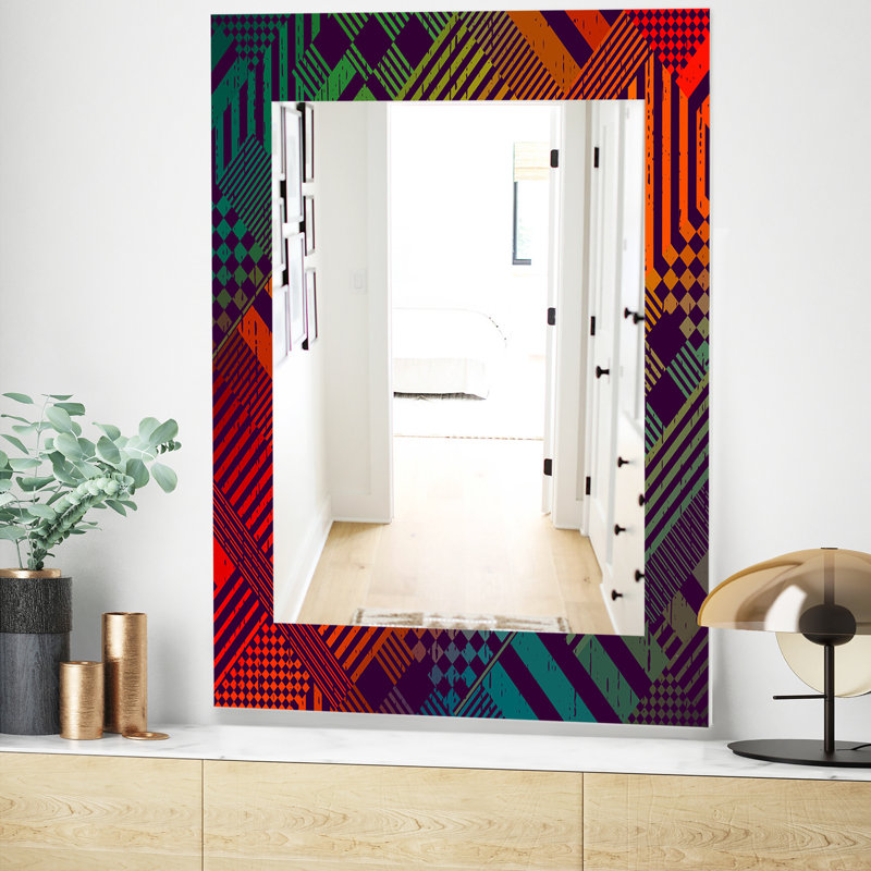Miroir mural géométrique grungy, H 39,4 po x l 29,5 po