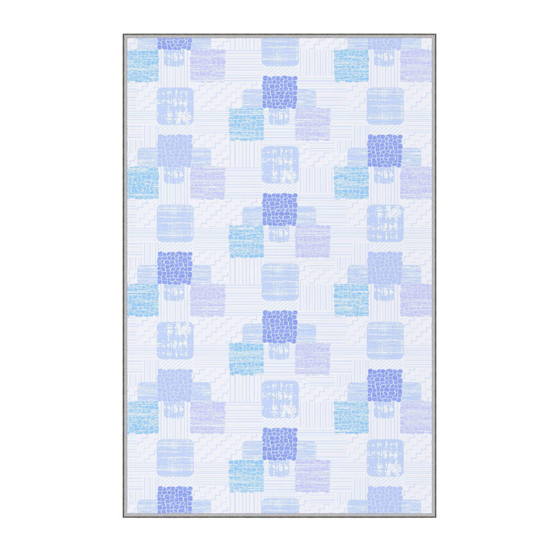 Tapis de haute qualité imprimé en 3D (2,6 x 4,0 pi), 100% polyester, d'une hauteur de poils de 0,3 po | Pois antibactérien et antidérapant en feutre de PVC | Lavable à la machine, conception élégante pour le salon, la chambre à coucher et le bureau