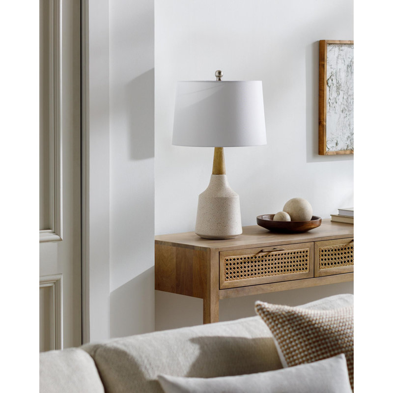 Scotia 1-Light Table Lamp, Cream, White