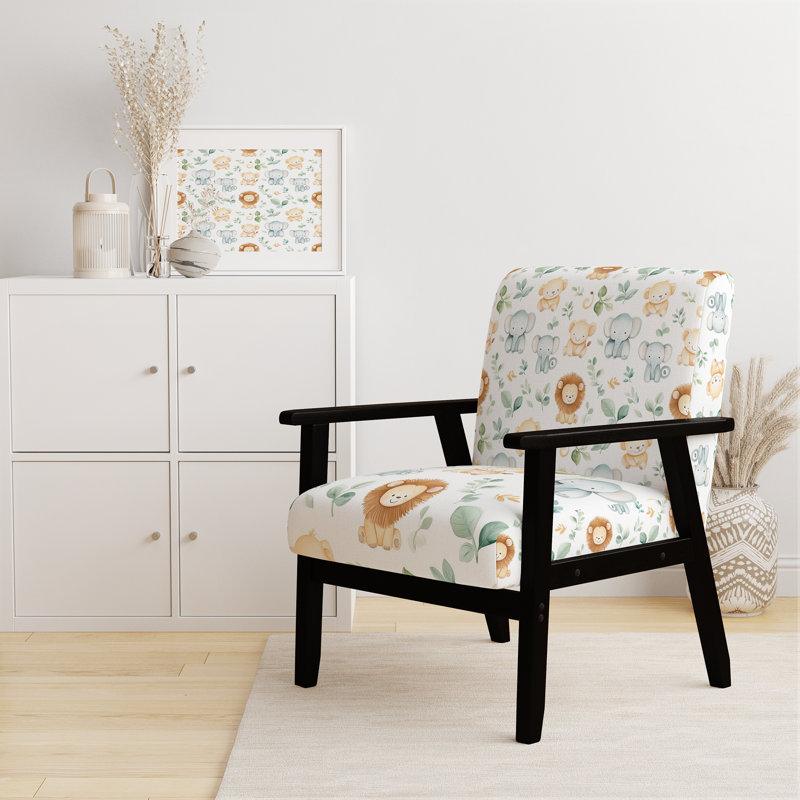 Chaise rembourrée Kids Jungle, Accoudoirs carrés noirs