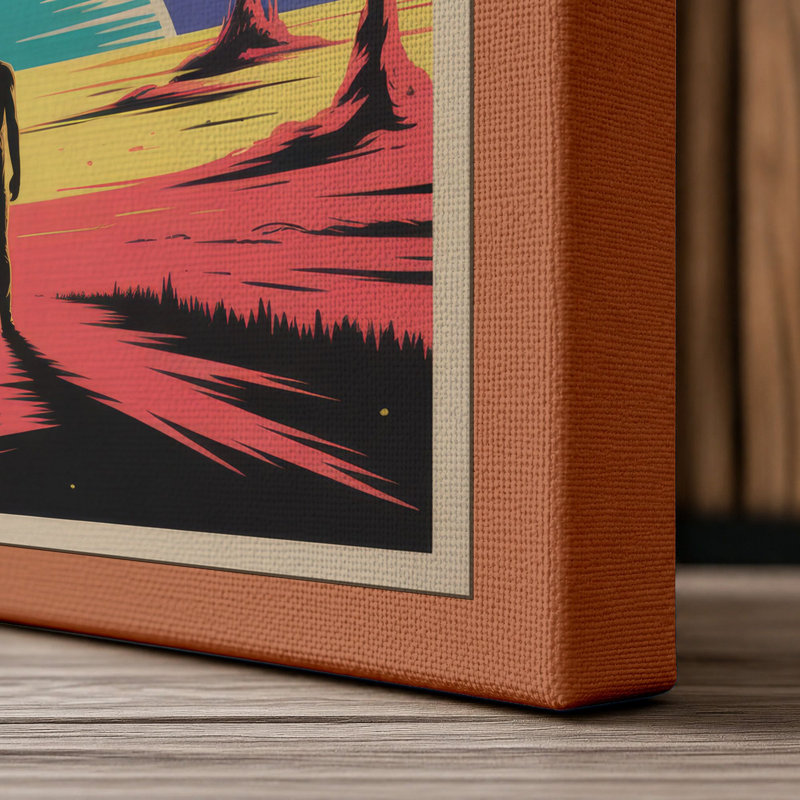 Cosmic Wonder Retro - Wrapped Canvas, 24x16 - 61.0 x 40.6 cm, Terracotta Border