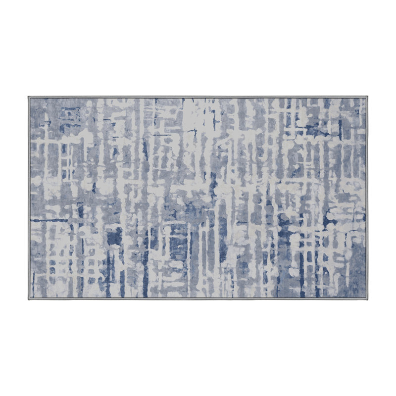 Machine Washable Gray Area Rug, Rectangle 5' x 7'