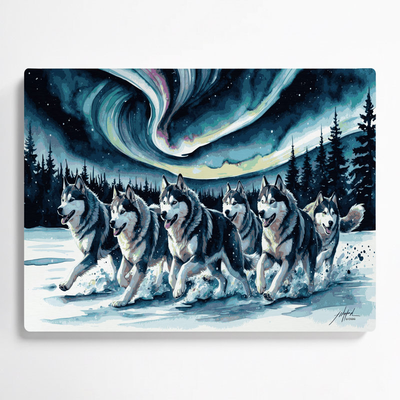 «Dogs Alaskan Malamute», art mural en métal bleu, H 11 po x l 14 po