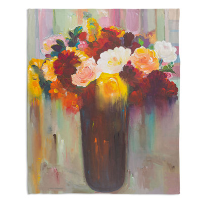 Couverture sherpa doux bouquet de fleurs