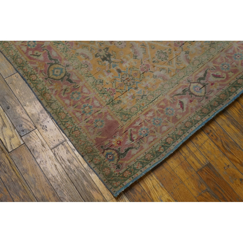 Tapis jaune en coton Antique