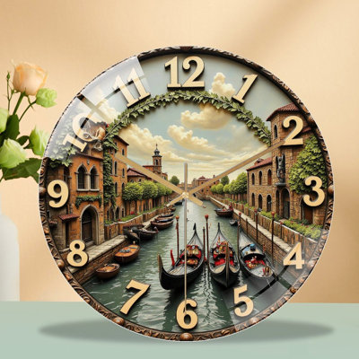 Horloge murale en verre gondole vénitienne - Horloge murale moderne en verre 12 po
