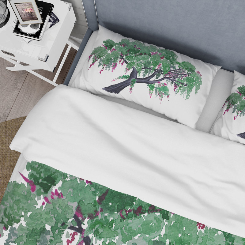 Tree of Wisteria - Ensemble de housse de couette traditionnel - Microfibre de polyester