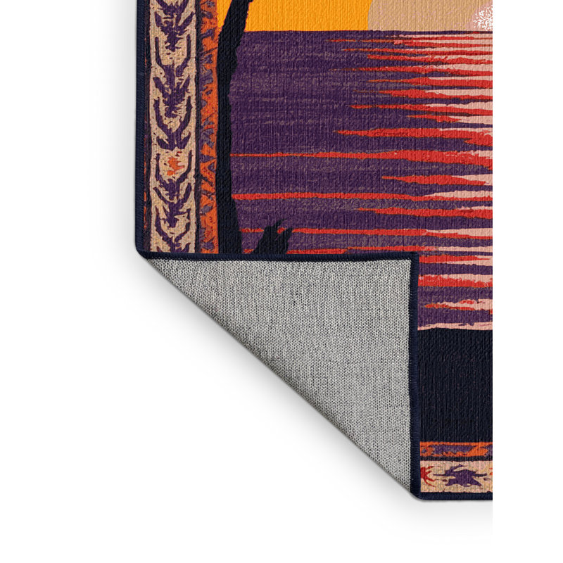 Washable Tropical Sunset Hawaiian Area Rug, Rectangle 5' x 8'