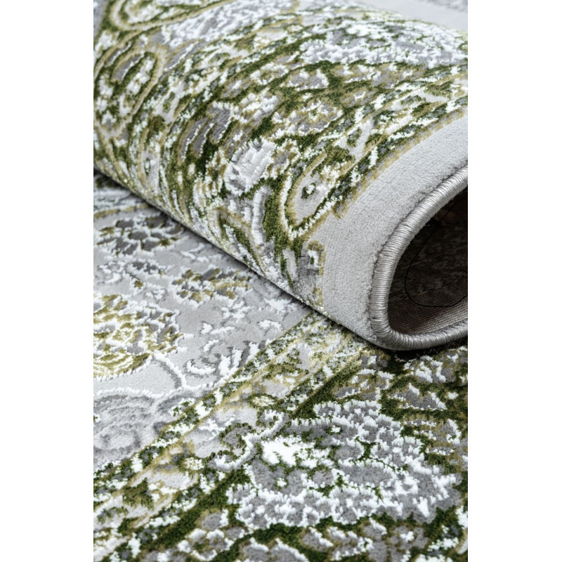 Floral and Moroccan Doormat, Green, 60cm W x 110cm L