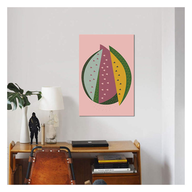 « pastèque » par flatowl, impression sur toile, Toile avec cadre noir, Pas de tapis, H 26 po x l 18 po x P 1,5 po