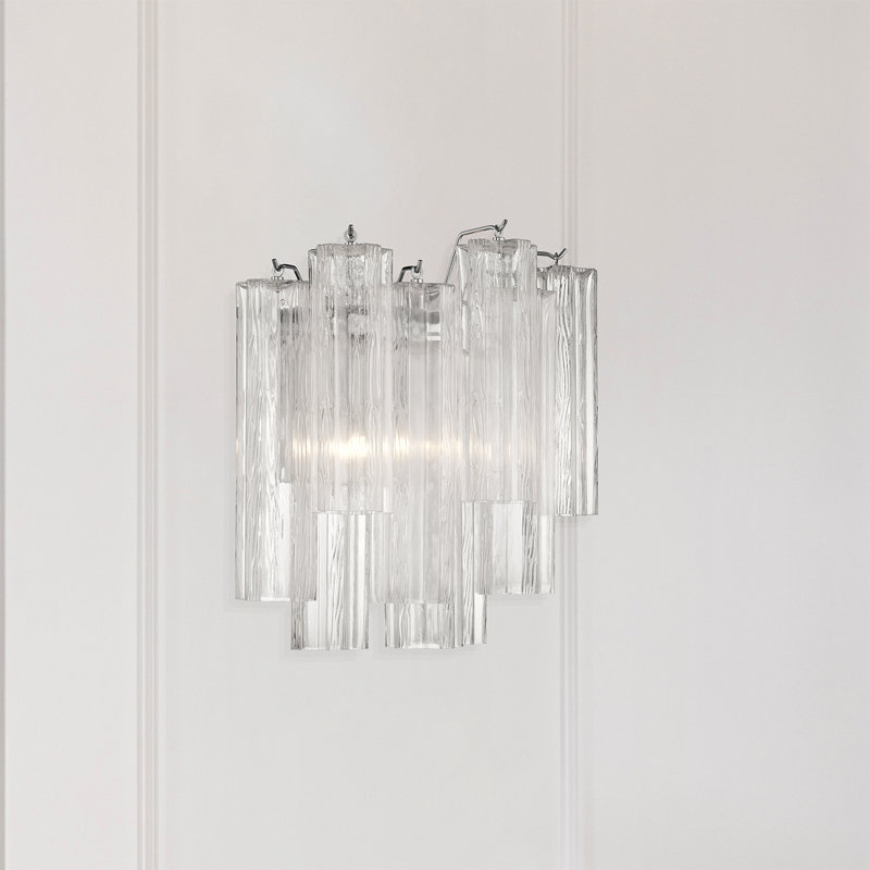 Hardman 2 Light Aged Brass Sconce, Clear, Chrome