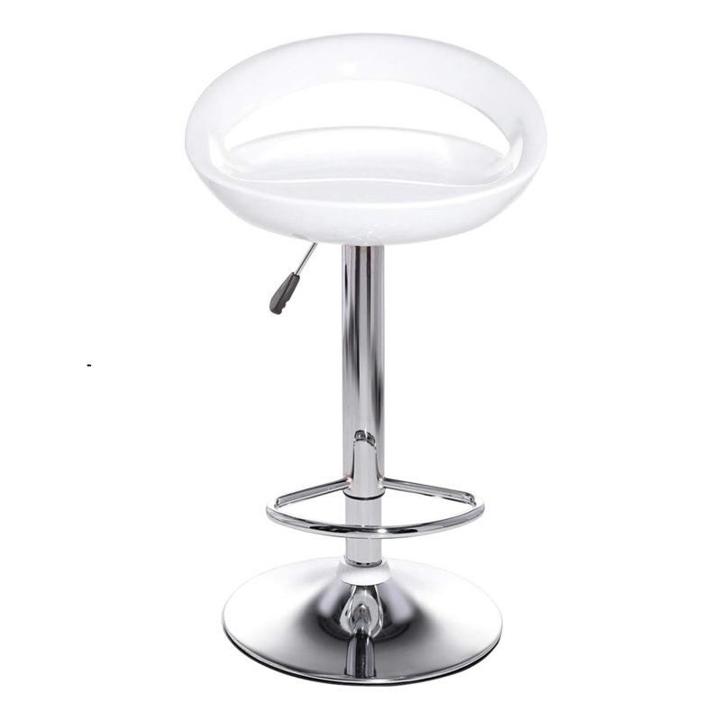 Swivel Adjustable Height Counter Stool with Metal Frame, White