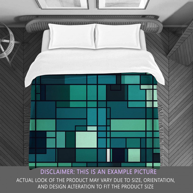 Checkered Duvet Cover, Twin Comforter, Blue/Green/Black