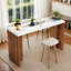 Table de bar haute de 140 cm (55 po), table de pub moderne avec dessus en faux marbre pour la cuisine à domicile-2039039005