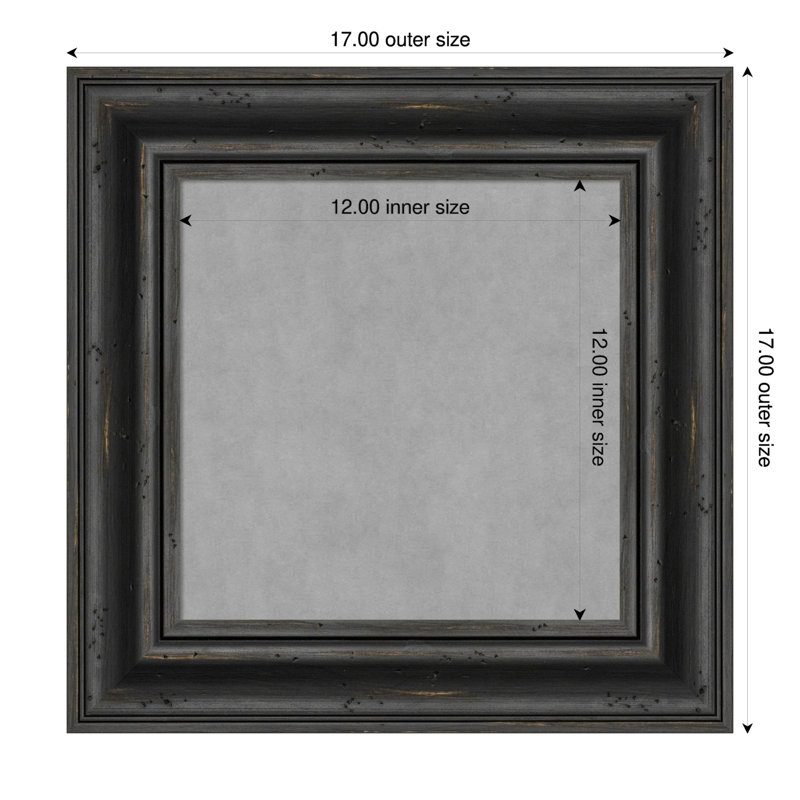 Tableau magnétique encadré noir rustique, H 17 po x l 17 po