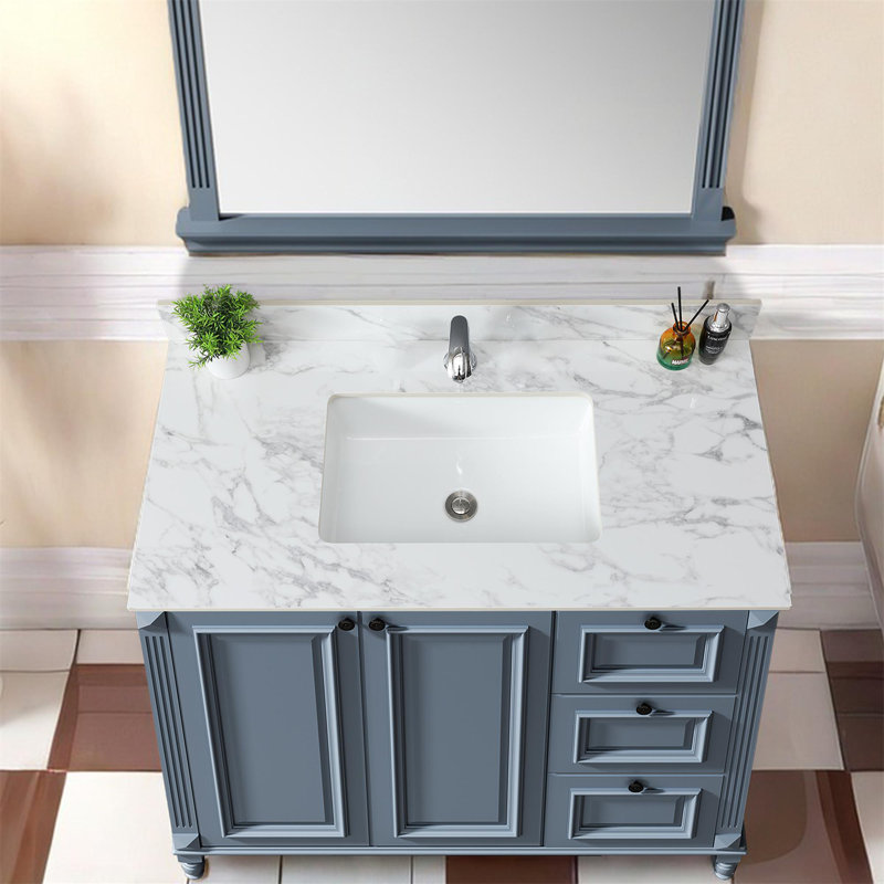 Lavabo encastré rectangulaire en céramique, Simple