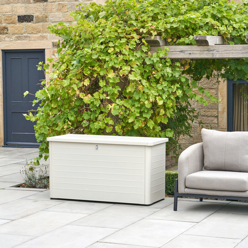 Chalandra Galvanised Steel Lockable Deck Box with Wheels, Beige