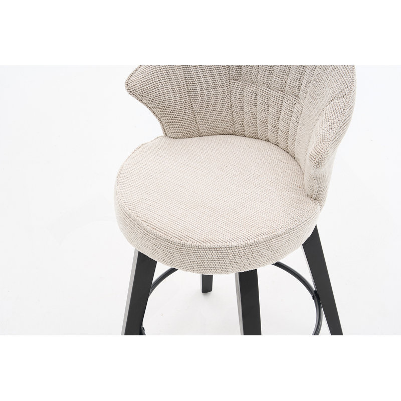 Ensemble de 2 tabourets de bar pivotants à hauteur de comptoir, chaises rembourrées en chenille avec large dossier pour bar, îlot de cuisine, salle à manger, blanc