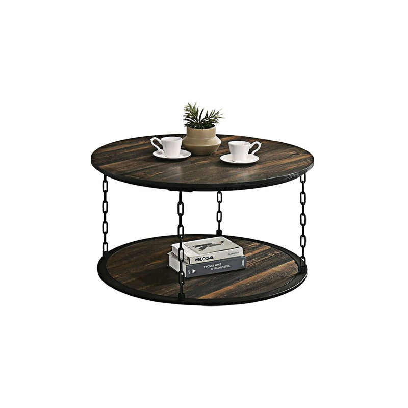 Rustic Coffee Table And End Table Set, Dark Brown