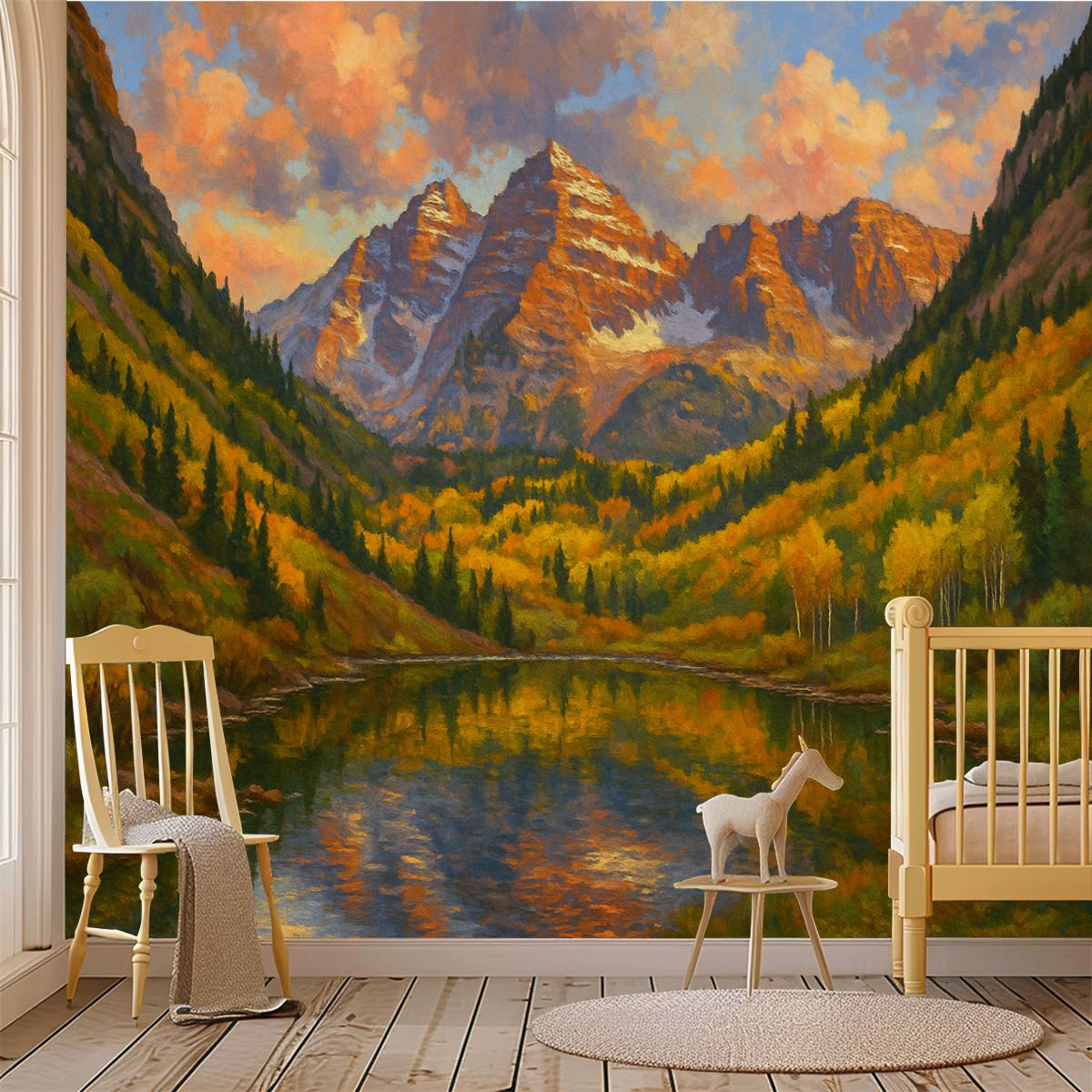 Latitude Run® Peel and Stick Wallpaper Wall Mural autumn colors Maroon ...