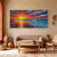 «Nautical & Beach Sunset Sky Ocean Waves Beach», ensemble de 3 reproductions d'art sur toile-426315725