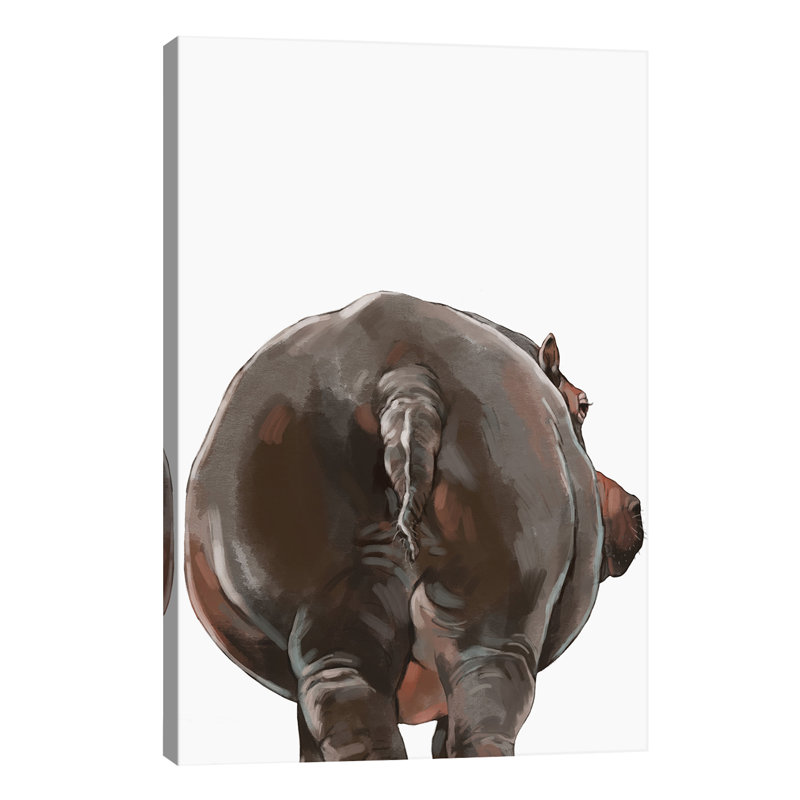 Art hippopotame, Toile tendue, H 12 po x l 8 po x P 0,75 po