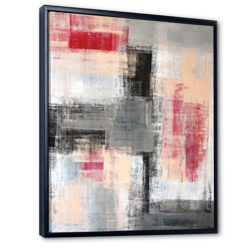 «Gray Meets Red Abstract Art», art mural moderne et contemporain sur toile
