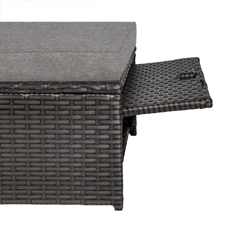 Ensemble de conversation modulaire avec coussins 4 pièces en rotin Ortego