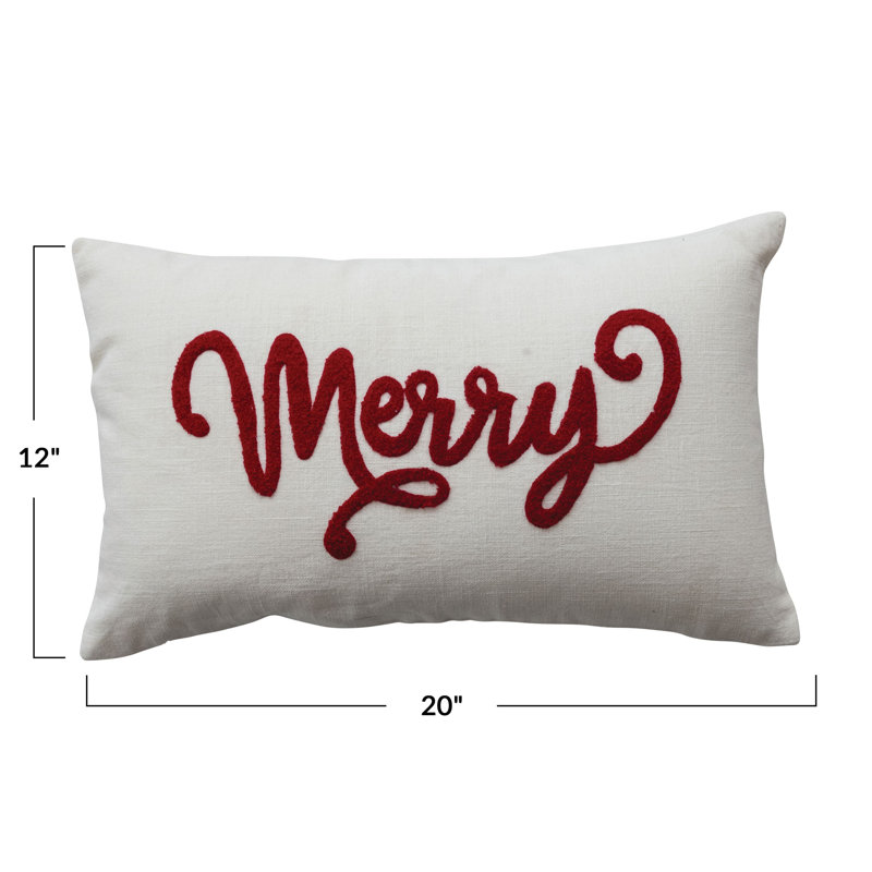 Coussin lombaire en coton avec broderie «Merry»