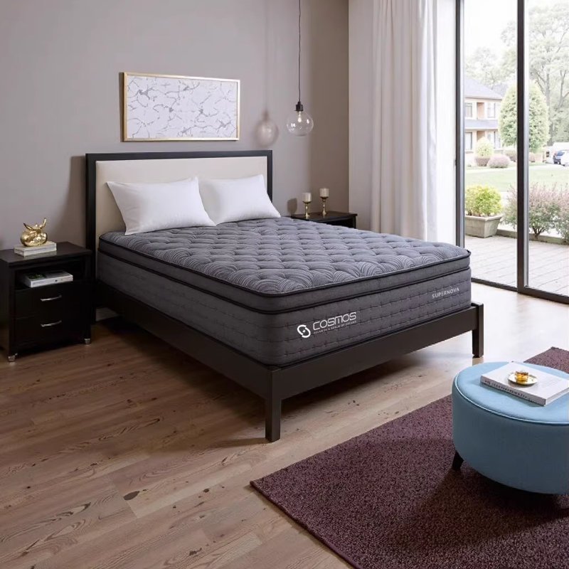 BALANCE KING Pocket+Foam Encased Core 12" Mattress - Gray, Premium Innerspring with Memory Foam, Compressed & Rolled for Easy Setup