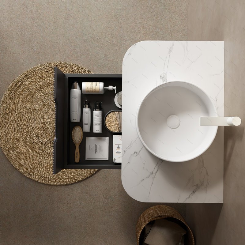 14'' Bathroom Sink, Round Vessel Ceramic Basin without Faucet, NO Cabinet, White