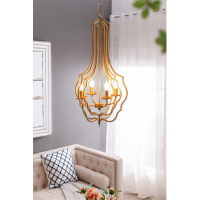 Lustre 4 lumières en métal, luminaire suspendu avec chaîne réglable, ampoule non incluse