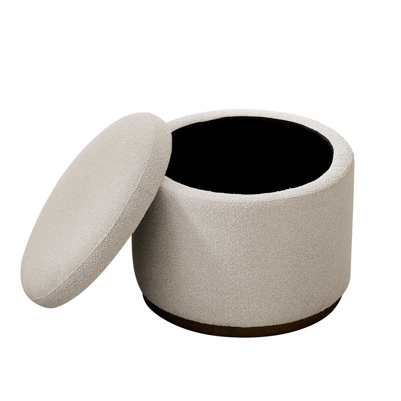 Repose-pieds rond 19,9 po avec rangement (ensemble de 2), Beige