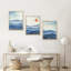 Idea4WALL, art mural encadré Blue Mountain Range, ensemble de 3 impressions murales paysage soleil rouge, décoration murale nature sauvage pour salon, chambre à coucher 3 pièces-90568629