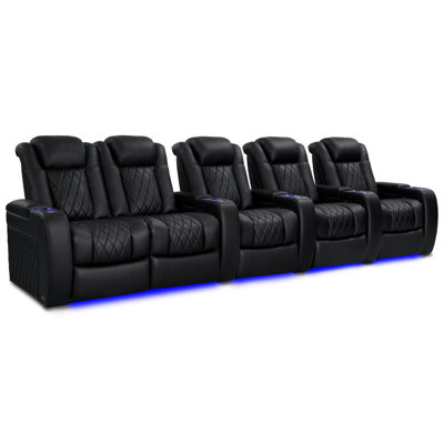 Siège de cinéma en cuir véritable de 153,75 po de largeur avec porte-gobelet