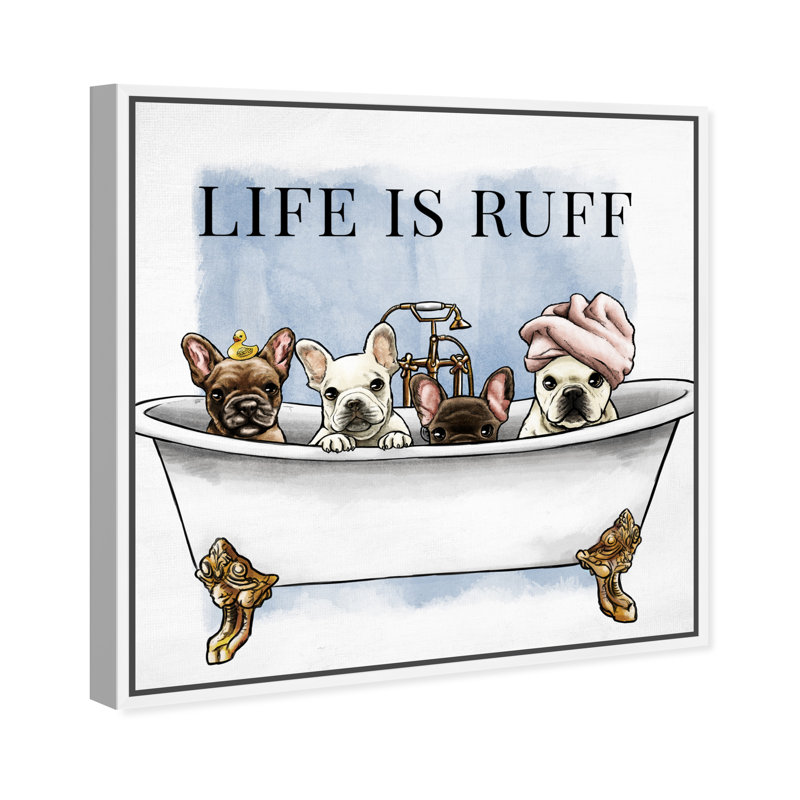 « Life is Ruff » par Oliver Gal - art graphique, H 16 po x l 16 po x P 1,5 po, Blanc