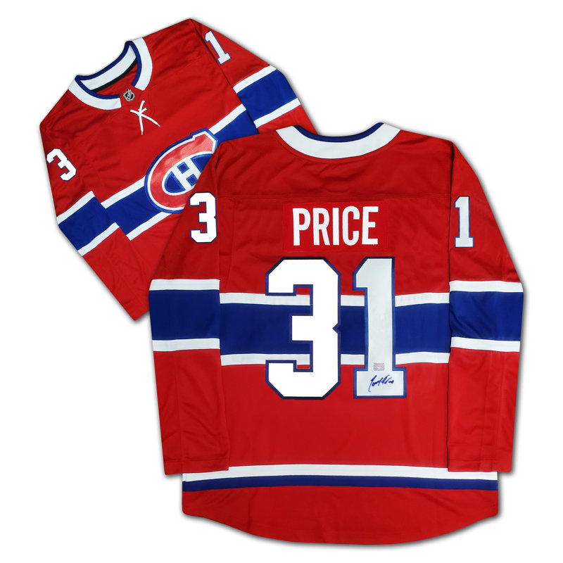 Chandail rouge des Canadiens de Montréal signé par Carey Price - souvenirs de hockey de la LNH signés (taille L ou XL)